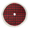 60 In. D Oversized Red And Black Plaid Reversible Sherpa/Flannel Christmas Tree Skirt