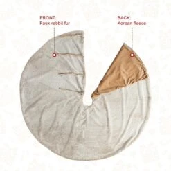 60 In. D Oversized Milk Coffee Brown Reversible Faux Rabbit Fur/Korean Fleece Christmas Tree Skirt -Northlight Shop glitzhome christmas tree skirts 2020100013 4f 1000