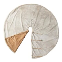 60 In. D Oversized Milk Coffee Brown Reversible Faux Rabbit Fur/Korean Fleece Christmas Tree Skirt -Northlight Shop glitzhome christmas tree skirts 2020100013 76 1000