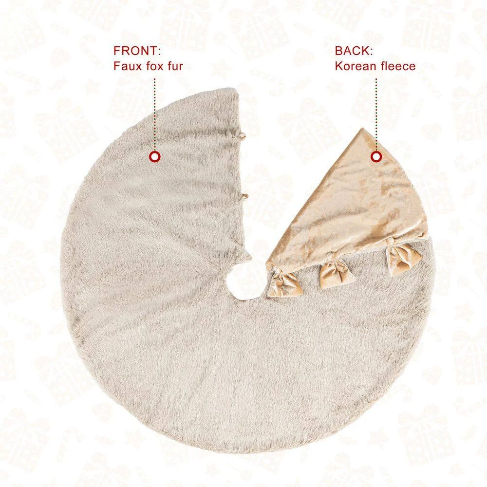 48 In. D Reversible Faux Fox Fur/Korean Fleece Christmas Tree Skirt 5 48 In. D Reversible Faux Fox Fur/Korean Fleece Christmas Tree Skirt - Image 5