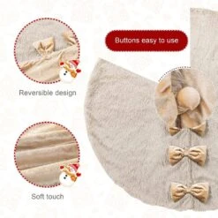 48 In. D Reversible Faux Fox Fur/Korean Fleece Christmas Tree Skirt 12 48 In. D Reversible Faux Fox Fur/Korean Fleece Christmas Tree Skirt -Northlight Shop glitzhome christmas tree skirts 2020100016 4f 1000