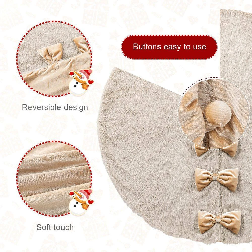 48 In. D Reversible Faux Fox Fur/Korean Fleece Christmas Tree Skirt 4 48 In. D Reversible Faux Fox Fur/Korean Fleece Christmas Tree Skirt - Image 4