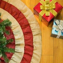 48 In. D Christmas Tree Collar Faux Burlap Tree Skirt -Northlight Shop glitzhome christmas tree skirts gh1113004087 31 1000