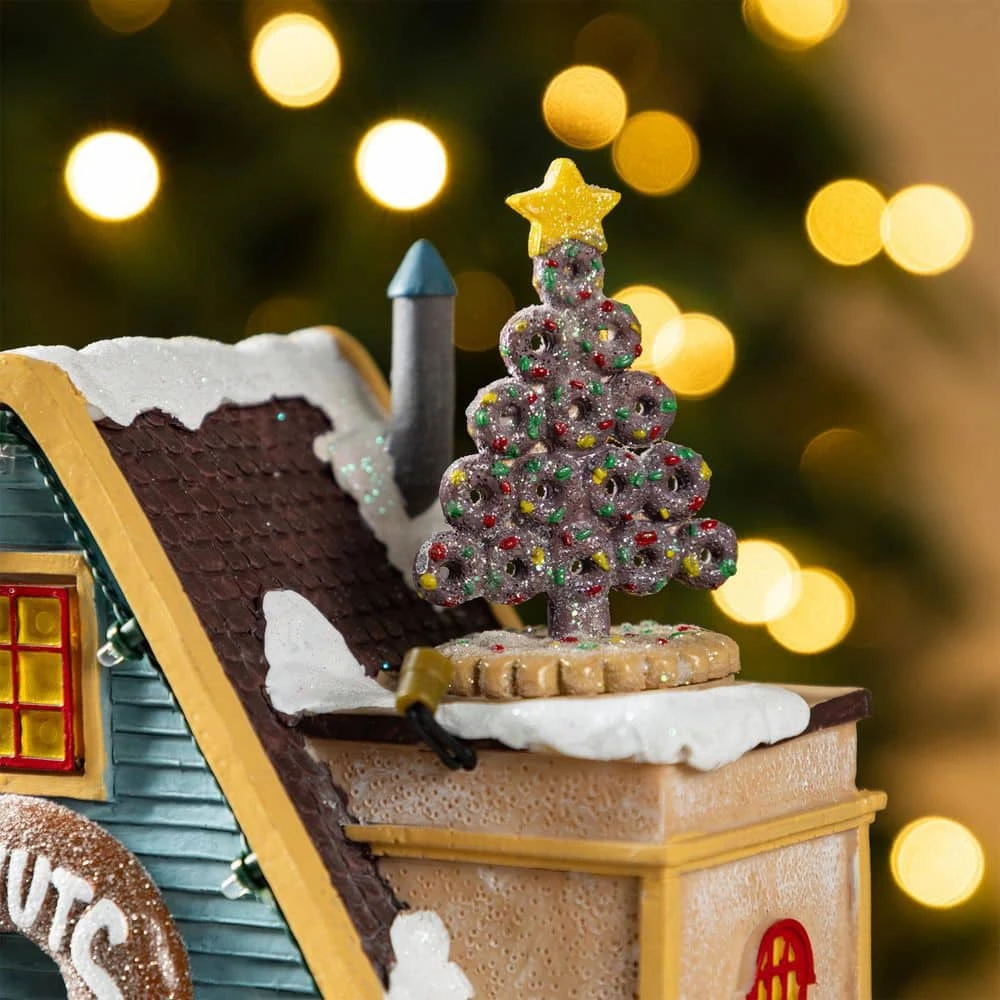10.25 In. Lighted Donuts And Coffee Shop Resin Christmas Village With Movement And Music 7 10.25 In. Lighted Donuts And Coffee Shop Resin Christmas Village With Movement And Music - Image 7