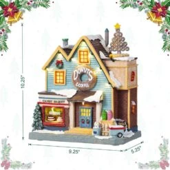 10.25 In. Lighted Donuts And Coffee Shop Resin Christmas Village With Movement And Music 14 10.25 In. Lighted Donuts And Coffee Shop Resin Christmas Village With Movement And Music -Northlight Shop glitzhome christmas villages 2040200002 4f 1000