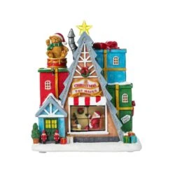 10.75 In. Lighted Toy Market Resin Christmas Village With Movement And Music -Northlight Shop glitzhome christmas villages 2040200004 c3 1000