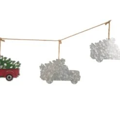 5.9 Ft. L Metal Red Truck Garland -Northlight Shop glitzhome christmas wall decorations 1117203400 44 1000