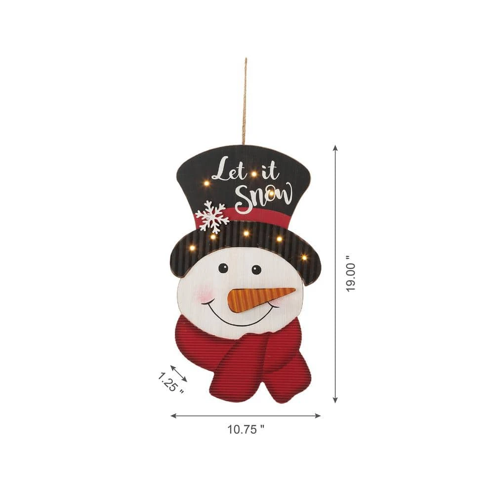 19 In. H Lighted 3D Wooden Metal Snowman Wall Decor 3 19 In. H Lighted 3D Wooden Metal Snowman Wall Decor - Image 3