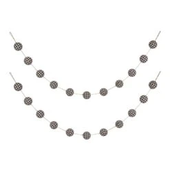 2-Pack 72 In. Black And White Plaid Fabric Garland