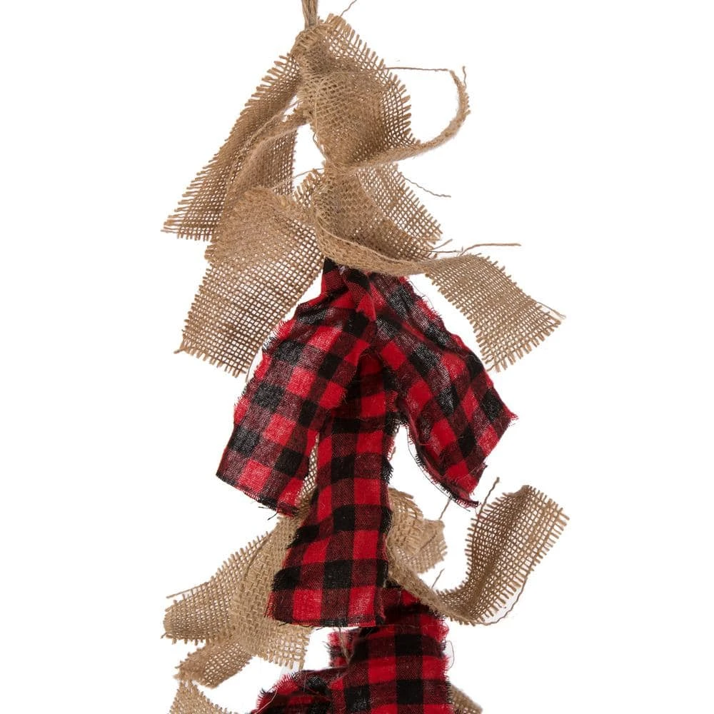 2-Pack 72 In. Red And Black Plaid Fabric/Linen Garland 4 2-Pack 72 In. Red And Black Plaid Fabric/Linen Garland - Image 4