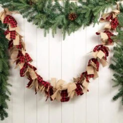 2-Pack 72 In. Red And Black Plaid Fabric/Linen Garland 6 2-Pack 72 In. Red And Black Plaid Fabric/Linen Garland -Northlight Shop glitzhome christmas wall decorations 2010300030 4f 1000