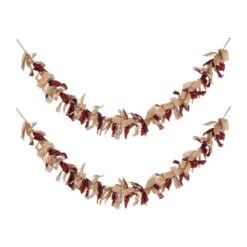 2-Pack 72 In. Red And Black Plaid Fabric/Linen Garland