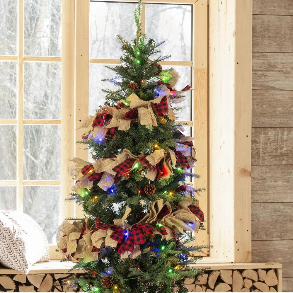 2-Pack 72 In. Red And Black Plaid Fabric/Linen Garland 2 2-Pack 72 In. Red And Black Plaid Fabric/Linen Garland - Image 2