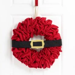18 In. D Christmas Red With Belt Fabric Wreath -Northlight Shop glitzhome christmas wall decorations 2010300041 c3 1000