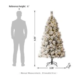 6 Ft. Pre-Lit Flocked Pencil Pine Artificial Christmas Tree With 300 LED Light Bulbs -Northlight Shop glitzhome pre lit christmas trees 2004900003 4f 1000
