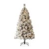 6 Ft. Pre-Lit Flocked Pencil Pine Artificial Christmas Tree With 300 LED Light Bulbs