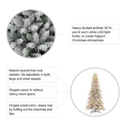 11 Ft. Pre-Lit Flocked Slim Fir Artificial Christmas Tree With 950 Warm White Lights -Northlight Shop glitzhome pre lit christmas trees gh2004900002 1f 1000