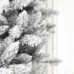 11 Ft. Pre-Lit Flocked Slim Fir Artificial Christmas Tree With 950 Warm White Lights -Northlight Shop glitzhome pre lit christmas trees gh2004900002 31 1000