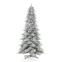 11 Ft. Pre-Lit Flocked Slim Fir Artificial Christmas Tree With 950 Warm White Lights -Northlight Shop glitzhome pre lit christmas trees gh2004900002 c3 1000