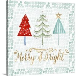 16 In. X 16 In. Christmas Tree Whimsy III By Grace Popp Canvas Wall Art