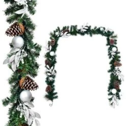 9 Ft. Pre-Lit Artificial Christmas Tree Decoration Garland Rattan With 50 LED Lights Timer -Northlight Shop gymax outdoor christmas trees gym05971 1f 1000