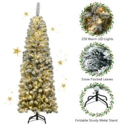 6 Ft. Pre-Lit Pencil Snow Flocked Pencil Artificial Christmas Tree Holiday Decoration 12 6 Ft. Pre-Lit Pencil Snow Flocked Pencil Artificial Christmas Tree Holiday Decoration -Northlight Shop gymax pre lit christmas trees gym06098 66 1000