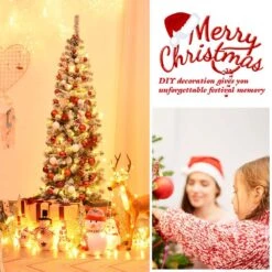 6 Ft. Pre-Lit Pencil Snow Flocked Pencil Artificial Christmas Tree Holiday Decoration 18 6 Ft. Pre-Lit Pencil Snow Flocked Pencil Artificial Christmas Tree Holiday Decoration -Northlight Shop gymax pre lit christmas trees gym06098 76 1000