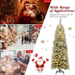 6 Ft. Pre-Lit Pencil Snow Flocked Pencil Artificial Christmas Tree Holiday Decoration 17 6 Ft. Pre-Lit Pencil Snow Flocked Pencil Artificial Christmas Tree Holiday Decoration -Northlight Shop gymax pre lit christmas trees gym06098 fa 1000