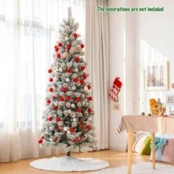 7.5 Ft. Pre-lit Snow Flocked Artificial Christmas Tree With Multi-Color LED Lights -Northlight Shop gymax pre lit christmas trees gym08508 31 1000