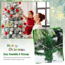 7.5 Ft. Pre-lit Snow Flocked Artificial Christmas Tree With Multi-Color LED Lights -Northlight Shop gymax pre lit christmas trees gym08508 76 1000