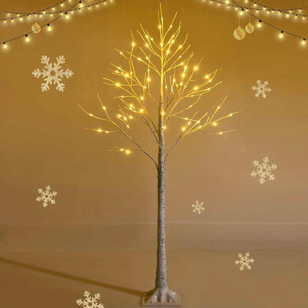 5 Ft. Pre-Lit White Birch Tree Artificial Christmas Tree Twig Birch Tree Christmas Decor 4 5 Ft. Pre-Lit White Birch Tree Artificial Christmas Tree Twig Birch Tree Christmas Decor - Image 4