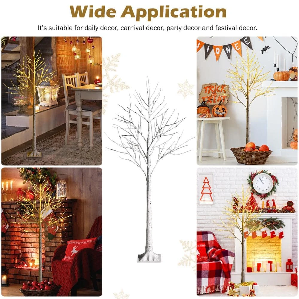 5 Ft. Pre-Lit White Birch Tree Artificial Christmas Tree Twig Birch Tree Christmas Decor 8 5 Ft. Pre-Lit White Birch Tree Artificial Christmas Tree Twig Birch Tree Christmas Decor - Image 8