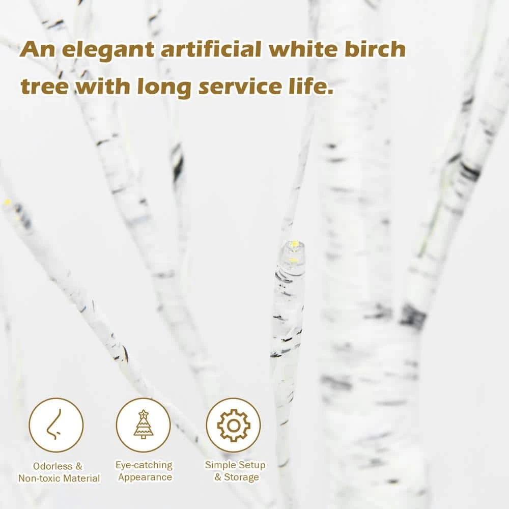 5 Ft. Pre-Lit White Birch Tree Artificial Christmas Tree Twig Birch Tree Christmas Decor 7 5 Ft. Pre-Lit White Birch Tree Artificial Christmas Tree Twig Birch Tree Christmas Decor - Image 7