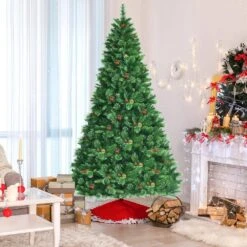 8 Ft. Pre-Lit Artificial Christmas Tree Hinged Xmas Tree With Warm LED Lights -Northlight Shop gymax pre lit christmas trees gym08659 44 1000