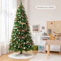 8 Ft. Pre-Lit Artificial Christmas Tree Hinged Xmas Tree With Warm LED Lights -Northlight Shop gymax pre lit christmas trees gym08659 4f 1000
