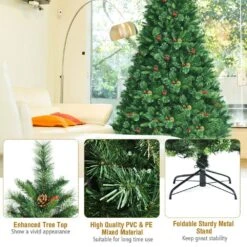 8 Ft. Pre-Lit Artificial Christmas Tree Hinged Xmas Tree With Warm LED Lights -Northlight Shop gymax pre lit christmas trees gym08659 66 1000