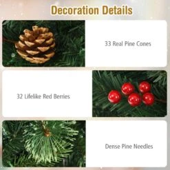 8 Ft. Pre-Lit Artificial Christmas Tree Hinged Xmas Tree With Warm LED Lights -Northlight Shop gymax pre lit christmas trees gym08659 76 1000