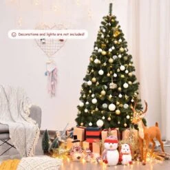 7.5 Ft. Unlit Artificial Christmas Tree Hinged Spruce Xmas Tree With Metal Stand -Northlight Shop gymax unlit christmas trees gym06005 31 1000