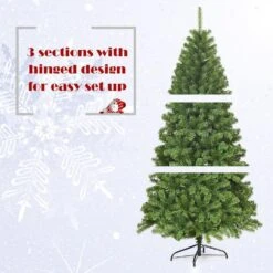 7.5 Ft. Unlit Artificial Christmas Tree Hinged Spruce Xmas Tree With Metal Stand -Northlight Shop gymax unlit christmas trees gym06005 44 1000