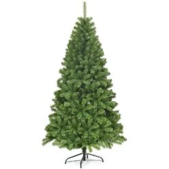 7.5 Ft. Unlit Artificial Christmas Tree Hinged Spruce Xmas Tree With Metal Stand