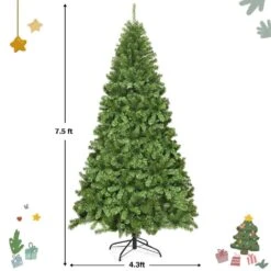 7.5 Ft. Unlit Artificial Christmas Tree Hinged Spruce Xmas Tree With Metal Stand -Northlight Shop gymax unlit christmas trees gym06005 c3 1000