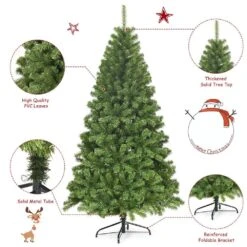 7.5 Ft. Unlit Artificial Christmas Tree Hinged Spruce Xmas Tree With Metal Stand -Northlight Shop gymax unlit christmas trees gym06005 fa 1000
