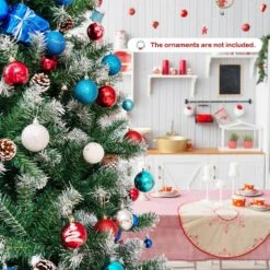 6 Ft. Snow Flocked Artificial Christmas Tree Hinged Xmas Tree With Pine Cones -Northlight Shop gymax unlit christmas trees gym08407 1f 1000