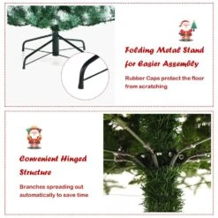 6 Ft. Snow Flocked Artificial Christmas Tree Hinged Xmas Tree With Pine Cones -Northlight Shop gymax unlit christmas trees gym08407 66 1000