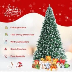 6 Ft. Snow Flocked Artificial Christmas Tree Hinged Xmas Tree With Pine Cones -Northlight Shop gymax unlit christmas trees gym08407 76 1000