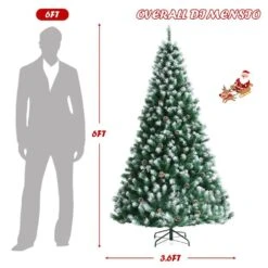 6 Ft. Snow Flocked Artificial Christmas Tree Hinged Xmas Tree With Pine Cones -Northlight Shop gymax unlit christmas trees gym08407 c3 1000