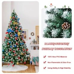 6 Ft. Snow Flocked Artificial Christmas Tree Hinged Xmas Tree With Pine Cones -Northlight Shop gymax unlit christmas trees gym08407 fa 1000