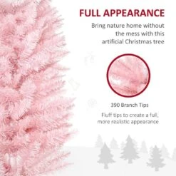HOMCOM 6 Ft. Artificial Christmas Tree Pencil Tree Holiday Xmas Tree Home Indoor Decoration, Pink -Northlight Shop homcom unlit christmas trees 830 182pk fa 1000
