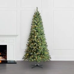 Home Accents Holiday 7 Ft Wesley Long Needle Pine Slim LED Pre-Lit Artificial Christmas Tree With 350 Color Changing Lights -Northlight Shop home accents holiday pre lit christmas trees tg70m3bbkd00 44 1000