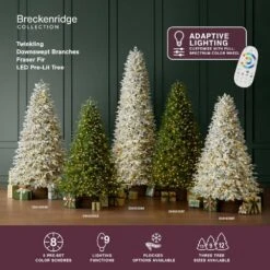 9 Ft. Breckenridge Twinkling Adaptive Lighting Downswept Fraser Fir Flocked LED Pre-Lit Christmas Tree T31 -Northlight Shop home decorators collection pre lit christmas trees 25hd77010 44 1000